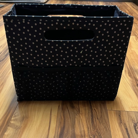 Thirty-One Fold ‘n File; navy with white polka dots; 10”Hx22.25”Lx6.5”D - Picture 1 of 6
